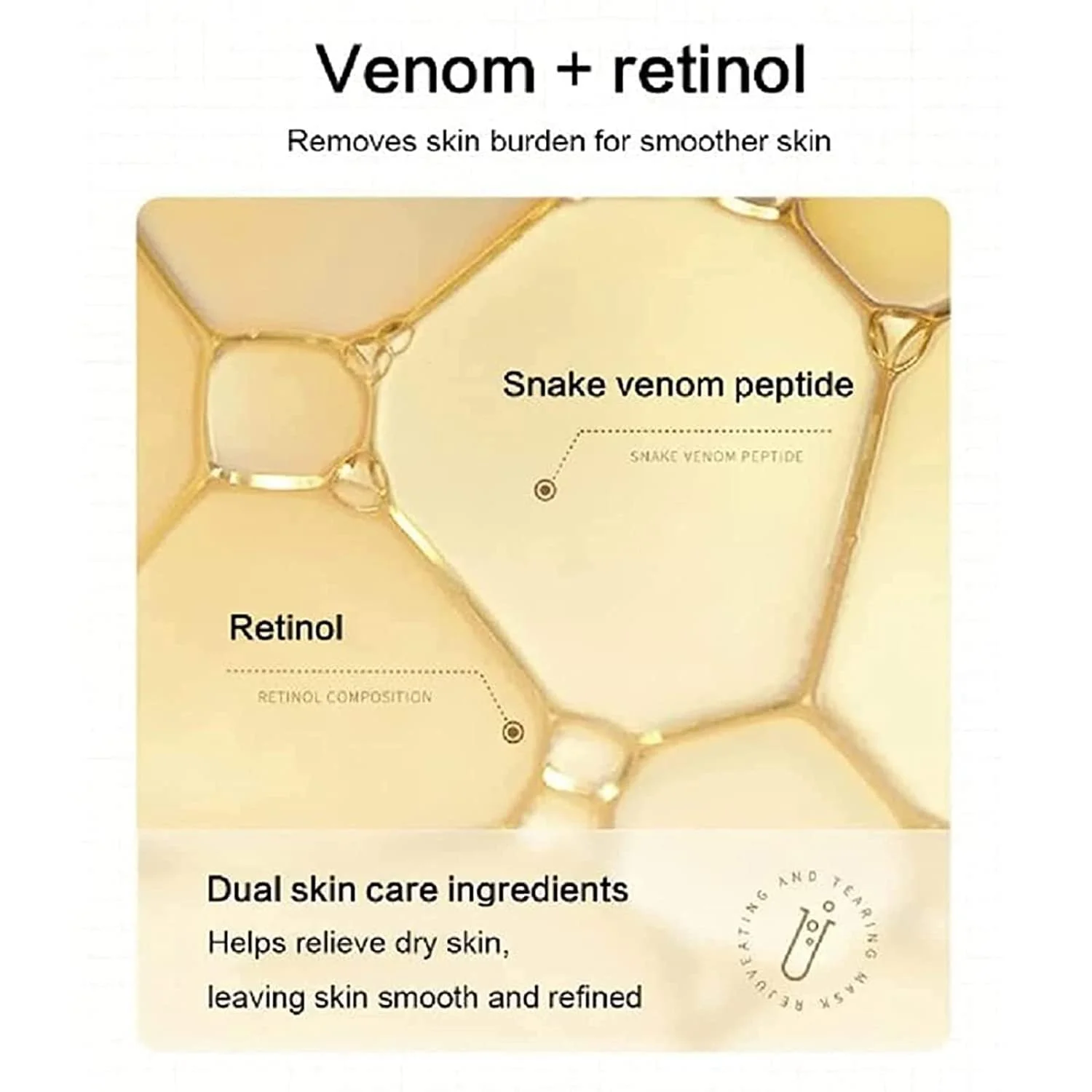 Маска для обличчя Huasurv Gold з ретинолом та зміїною отрутою, золота, антивікова (3 шт.), фото №4 Маска для обличчя Huasurv Gold з ретинолом та зміїною отрутою, золота, антивікова (3 шт.), фото №4