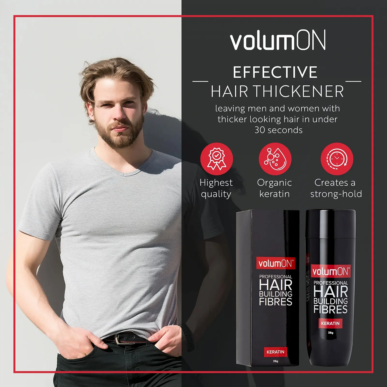 Волокна Volumon Keratin Hair Building Fibres для тонкого волосся - миттєво приховують зони порідіння, 28 г x 2, фото №6