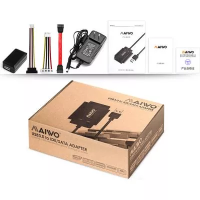 Адаптер Maiwo USB 3.0 to 2.5/3.5'' IDE/SATA HDD/SSD 5.25'' CD-R PA 2V/2A K132U3IS, фото №4 Адаптер Maiwo USB 3.0 to 2.5/3.5'' IDE/SATA HDD/SSD 5.25'' CD-R PA 2V/2A K132U3IS, фото №4