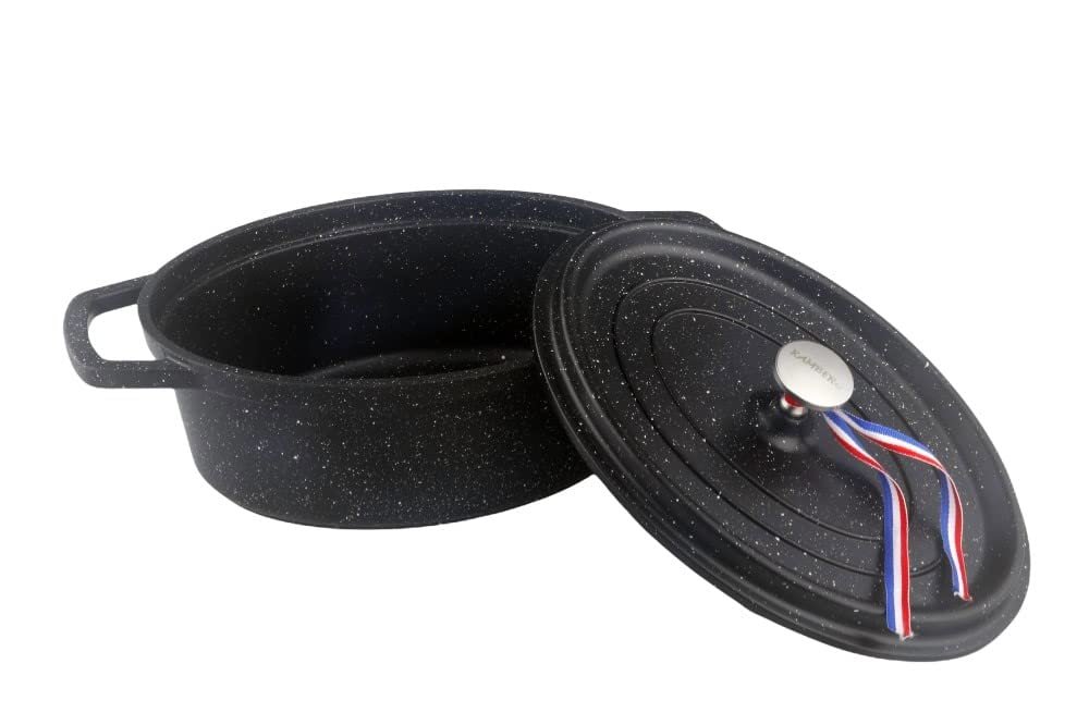 Гусятниця Kamberg 0008197 26 см Овальна Литий алюміній Кам'яне покриття Чорна, фото №2