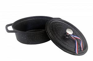 Гусятниця Kamberg 0008197 26 см Овальна Литий алюміній Кам'яне покриття Чорна synthetic.ua - Фото 1