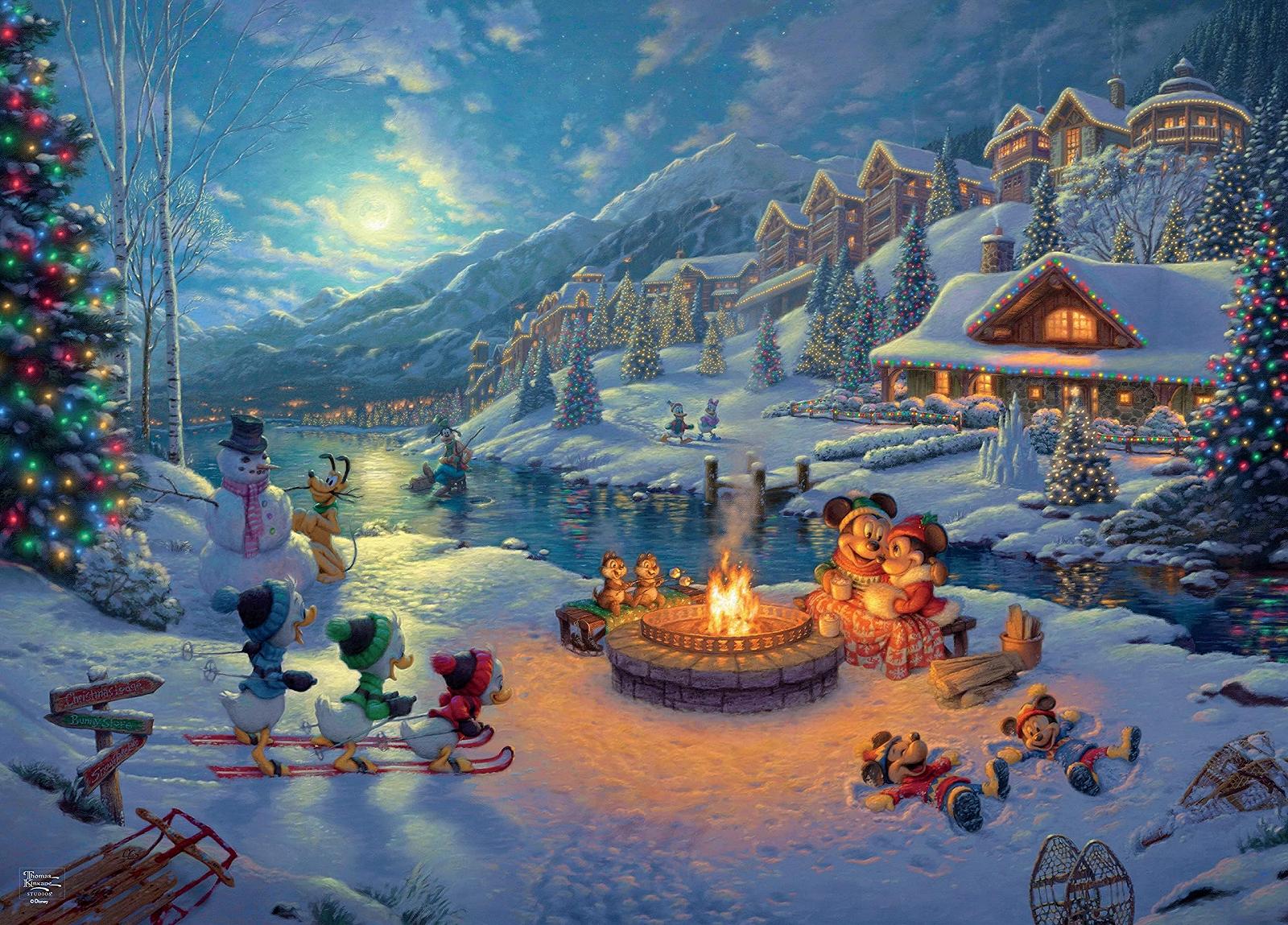 Пазл Ceaco Thomas Kinkade Disney Dreams Collection Holiday - Mickey and Minnie Christmas Lodge 1000 деталей, фото №1