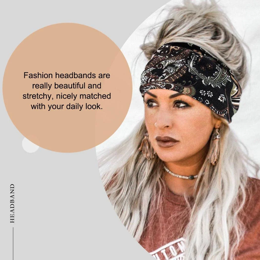 Пов'язка на голову Широка еластична Квіткова, фото №7