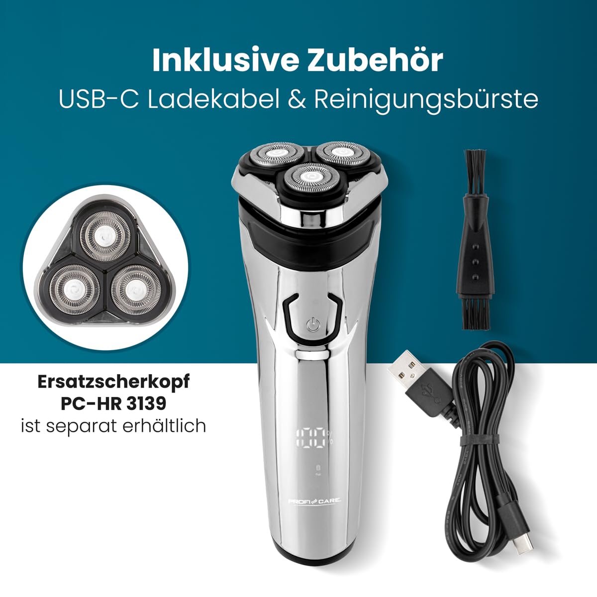 Електробритва ProfiCare PC HR 3139 Потрійна система гоління IPX6, фото №7