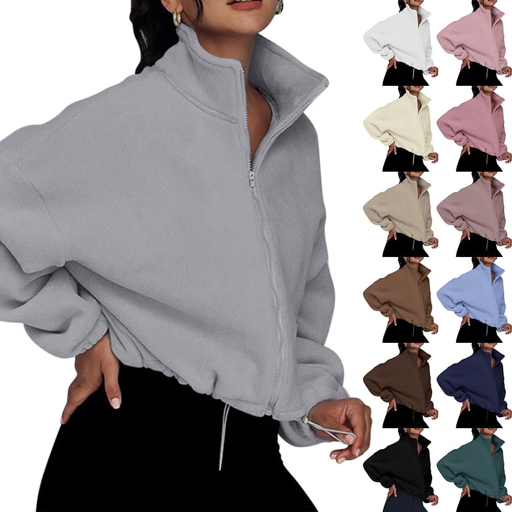 Женская кофта на молнии Onsoyours, с длинными рукавами, флисовая, куртка-бомбер, осенняя, зимняя, со шнурком, пальто, фото №2 Женская кофта на молнии Onsoyours, с длинными рукавами, флисовая, куртка-бомбер, осенняя, зимняя, со шнурком, пальто, фото №2