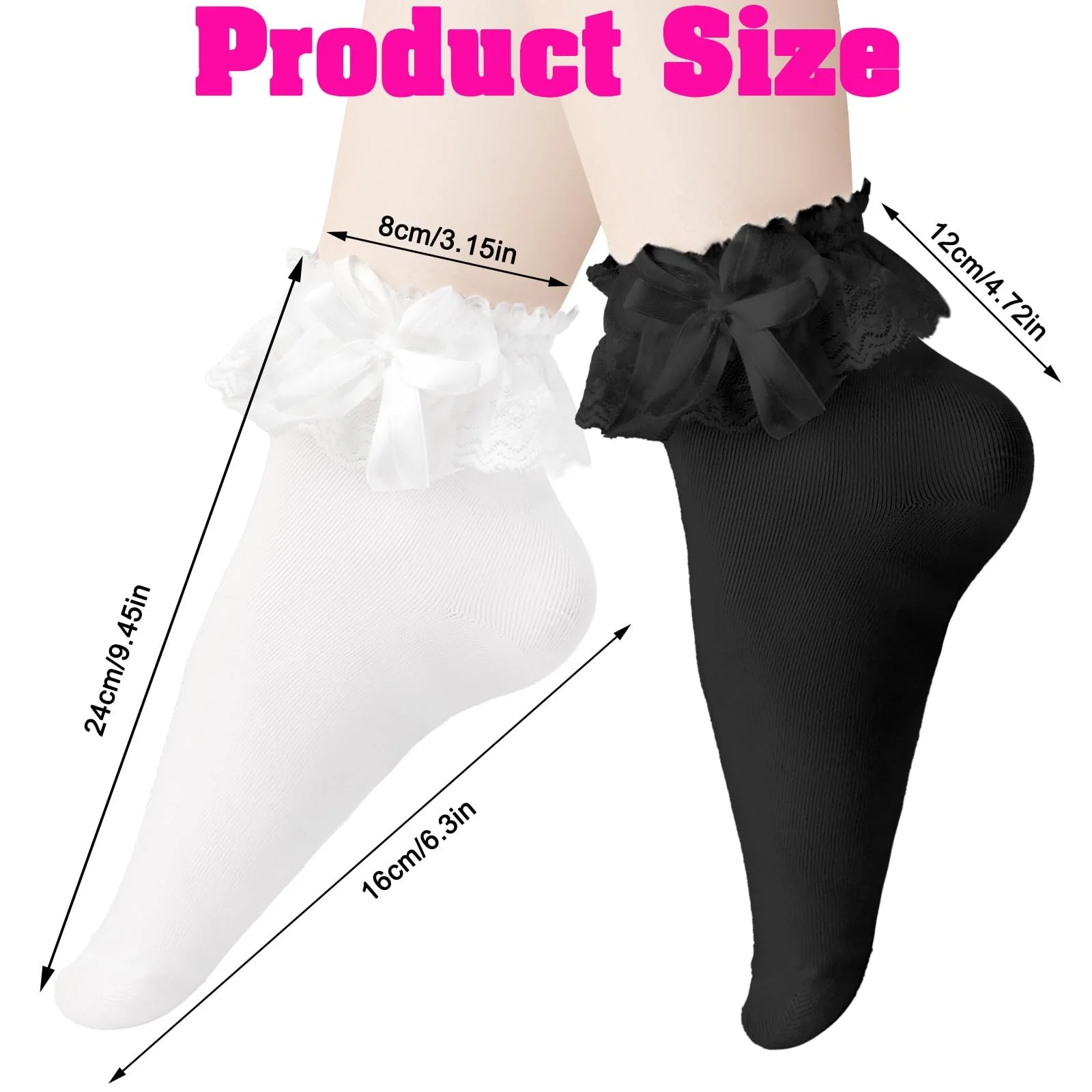 Шкарпетки з рюшами (2 пари) Чорно-білі, фото №1