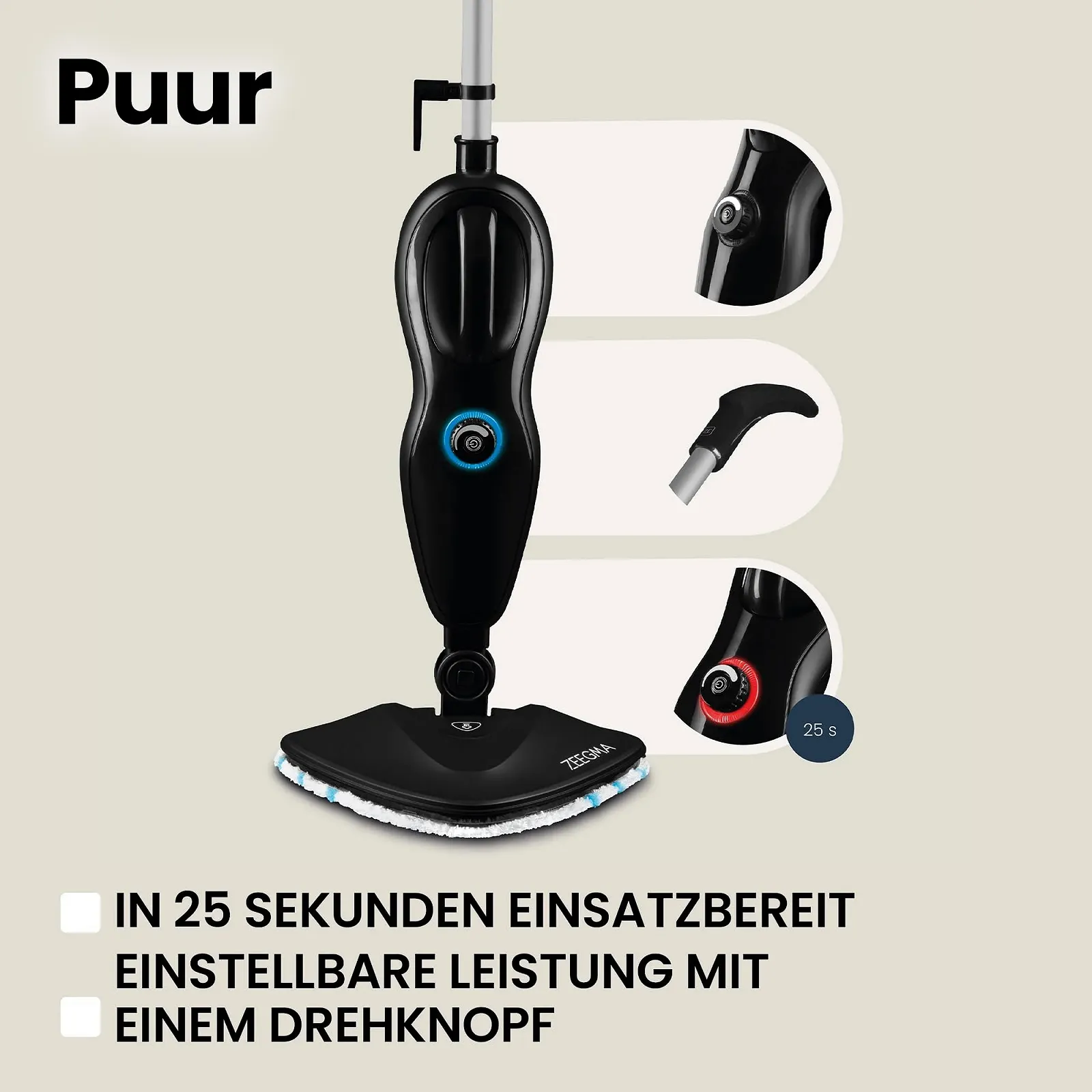 Пароочиститель Zeegma PUUR 1500 Вт, фото №3