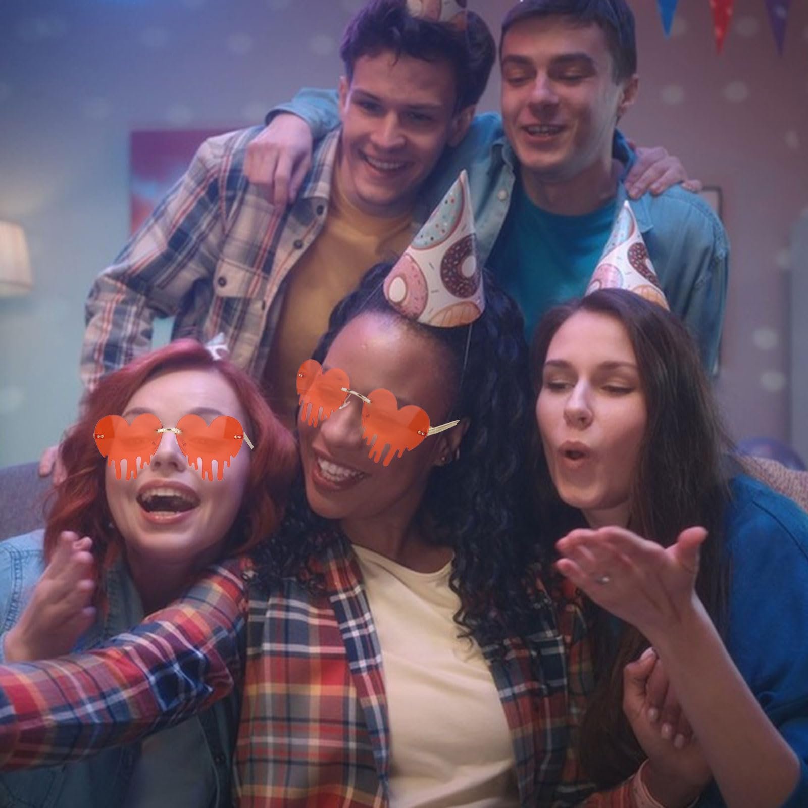 Сонцезахисні окуляри XCDMJ, для вечірок, у формі серця, золотиста оправа, фото №7