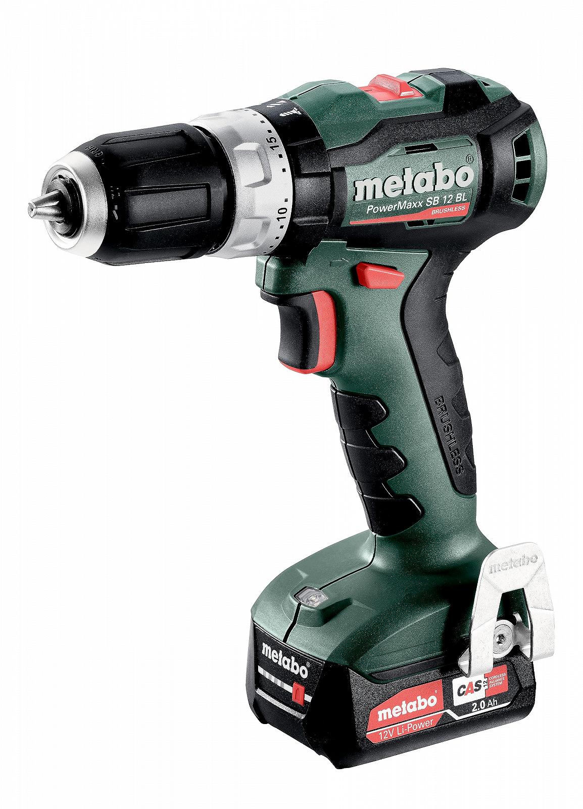 Безщіткова ударна дриль-шуруповерт metabo PowerMaxx SB 12 BL (12 В 2 x 2 А·год Li-Power Зарядний пристрій SC 30 metaBOX 118, з крюком для ременя) 601046500, фото №1