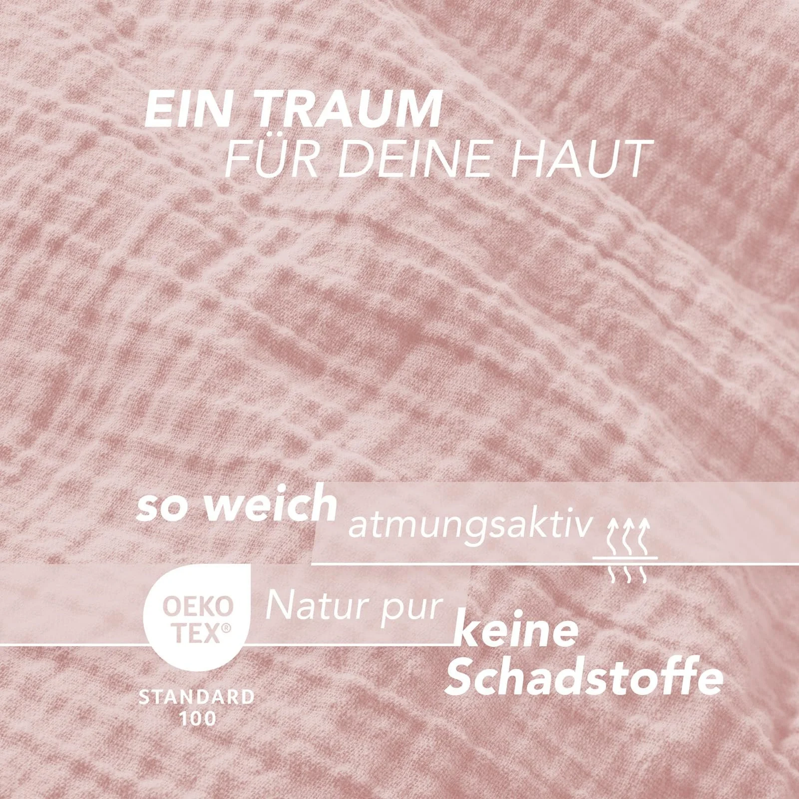 Постільна білизна Pure Label Muslin 135 x 200 см з наволочкою 80 x 80 см 100% бавовна Муслін Рожева, фото №5