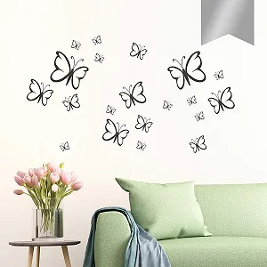 Наклейка на стіну Набір метеликів 20 шт. Сріблястий - Фото 1