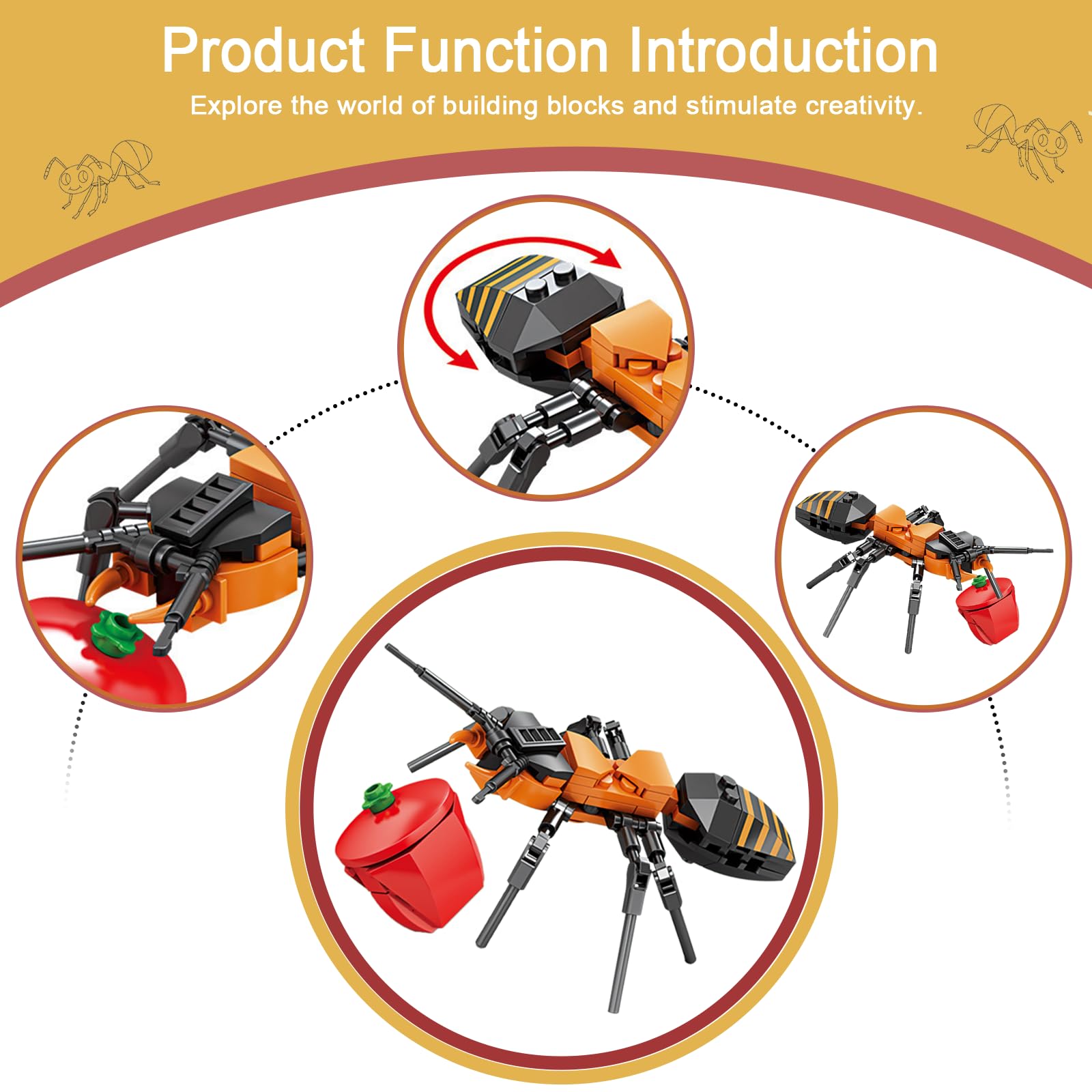 Блоки MANBOC Insect Series Ant + Fireflies Інтелектуальна збірка, фото №4
