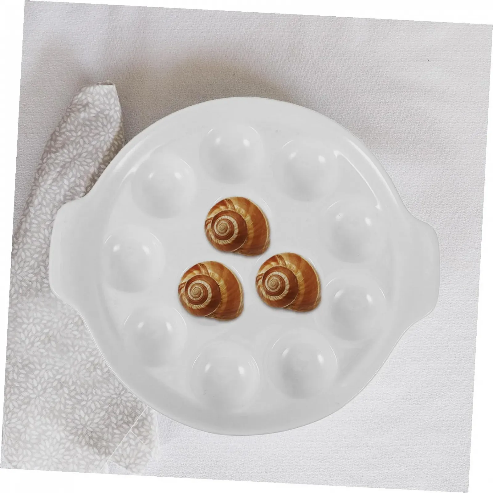 Форма для запекания керамическая на 12 лунок для улиток с ручками белая, фото №5