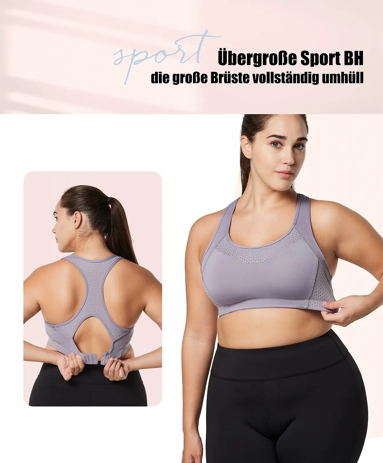 Спортивный бюстгальтер Yvette Strong Hold Racer Back большого размера без косточек для фитнеса бега йоги, фото №7 Спортивный бюстгальтер Yvette Strong Hold Racer Back большого размера без косточек для фитнеса бега йоги, фото №7