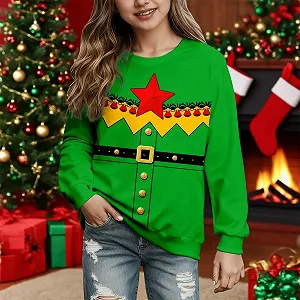 Рождественский свитер Generisch для девочек, праздничный свитшот с рождественским принтом, флисовое худи для повседневного использования synthetic.ua - Фото 1