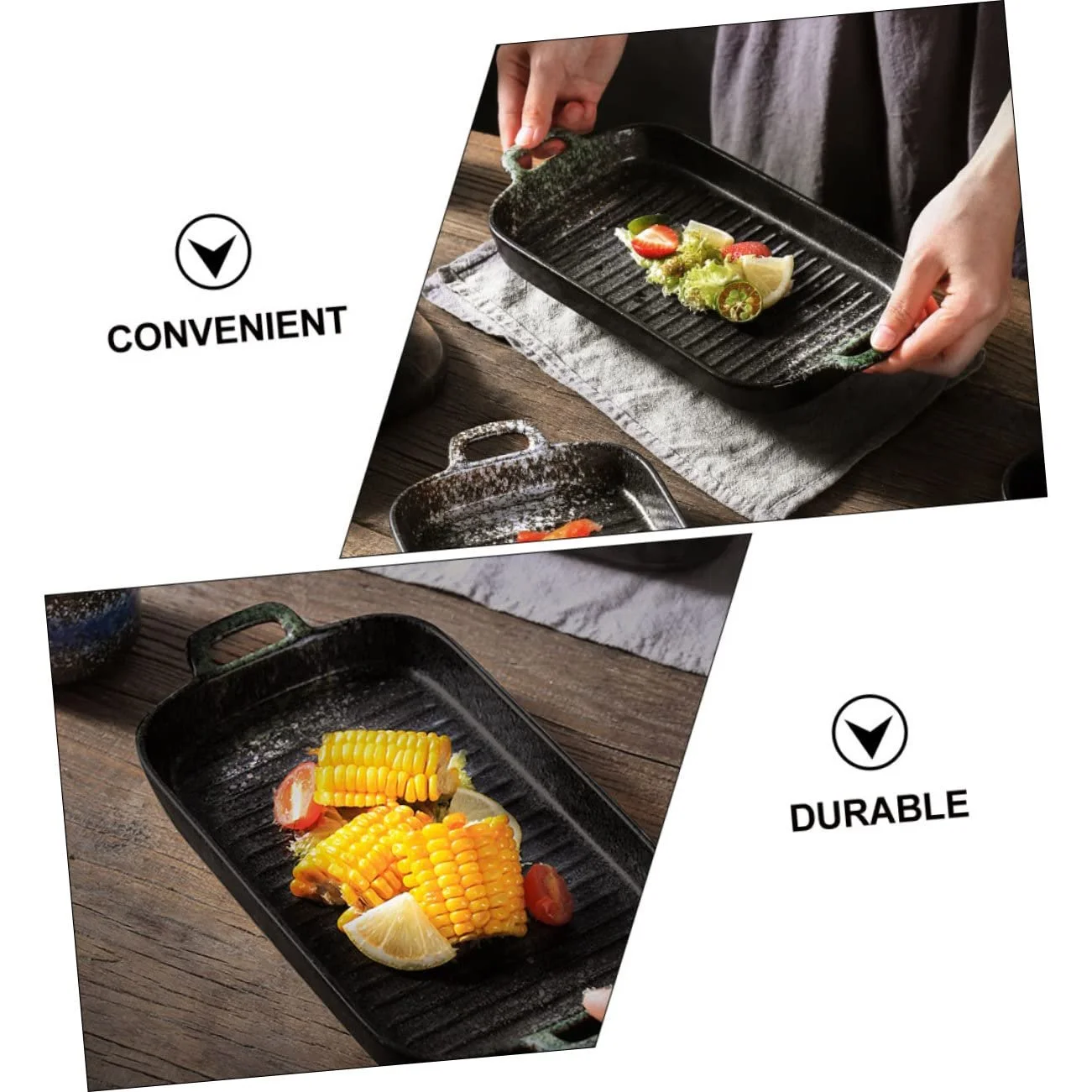 Форма для запекания керамическая круглая винтажная с двумя ручками зеленая, фото №5 Форма для запекания керамическая круглая винтажная с двумя ручками зеленая, фото №5