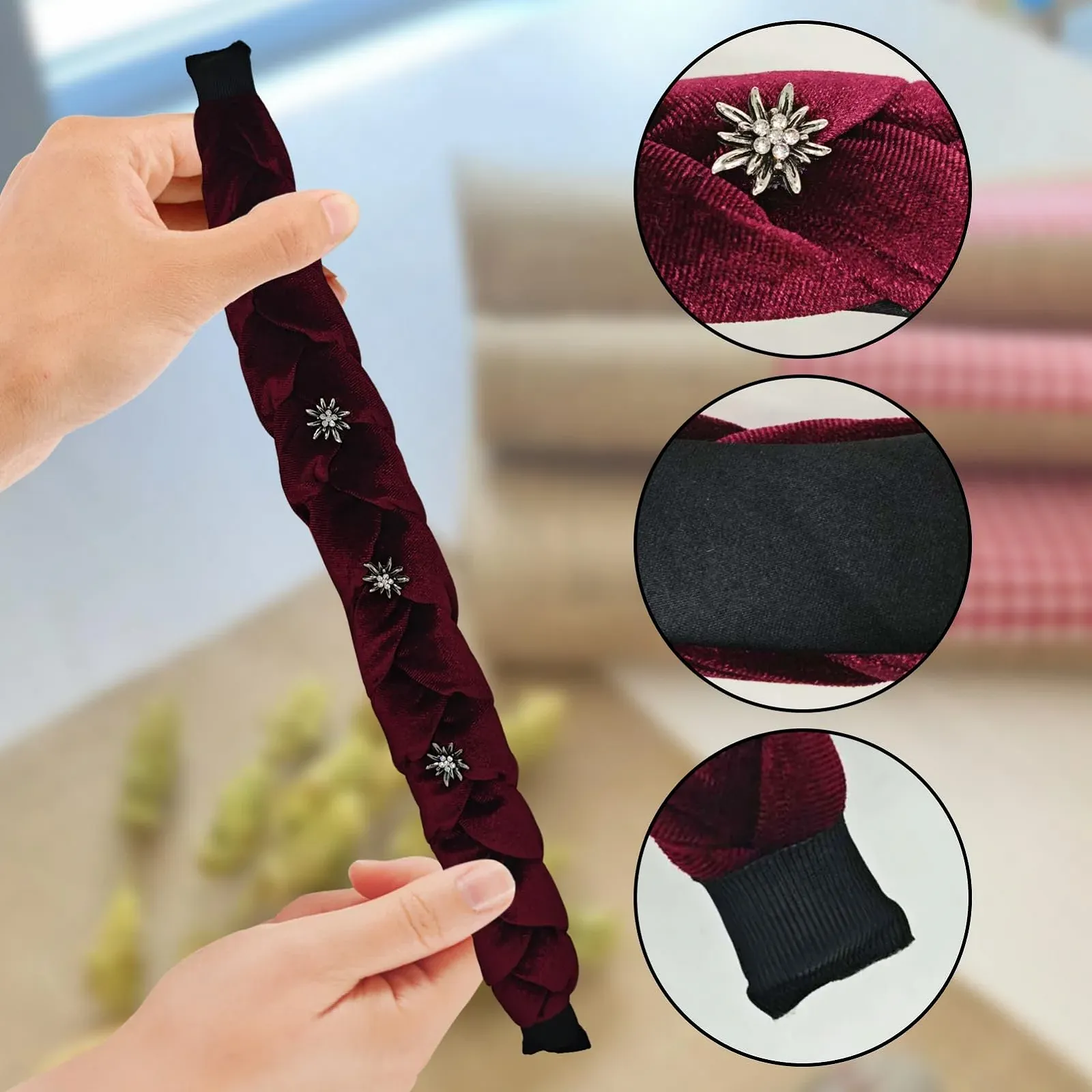 Обруч для волосся плетений Dirndl Оксамитовий, фото №4