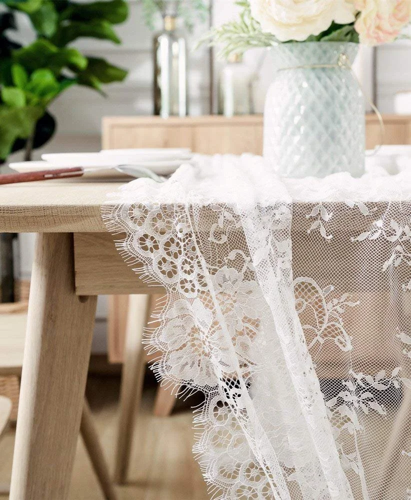 Скатертина-доріжка White Lace 150 x 300 см Мереживна Вінтажна Біла, фото №5