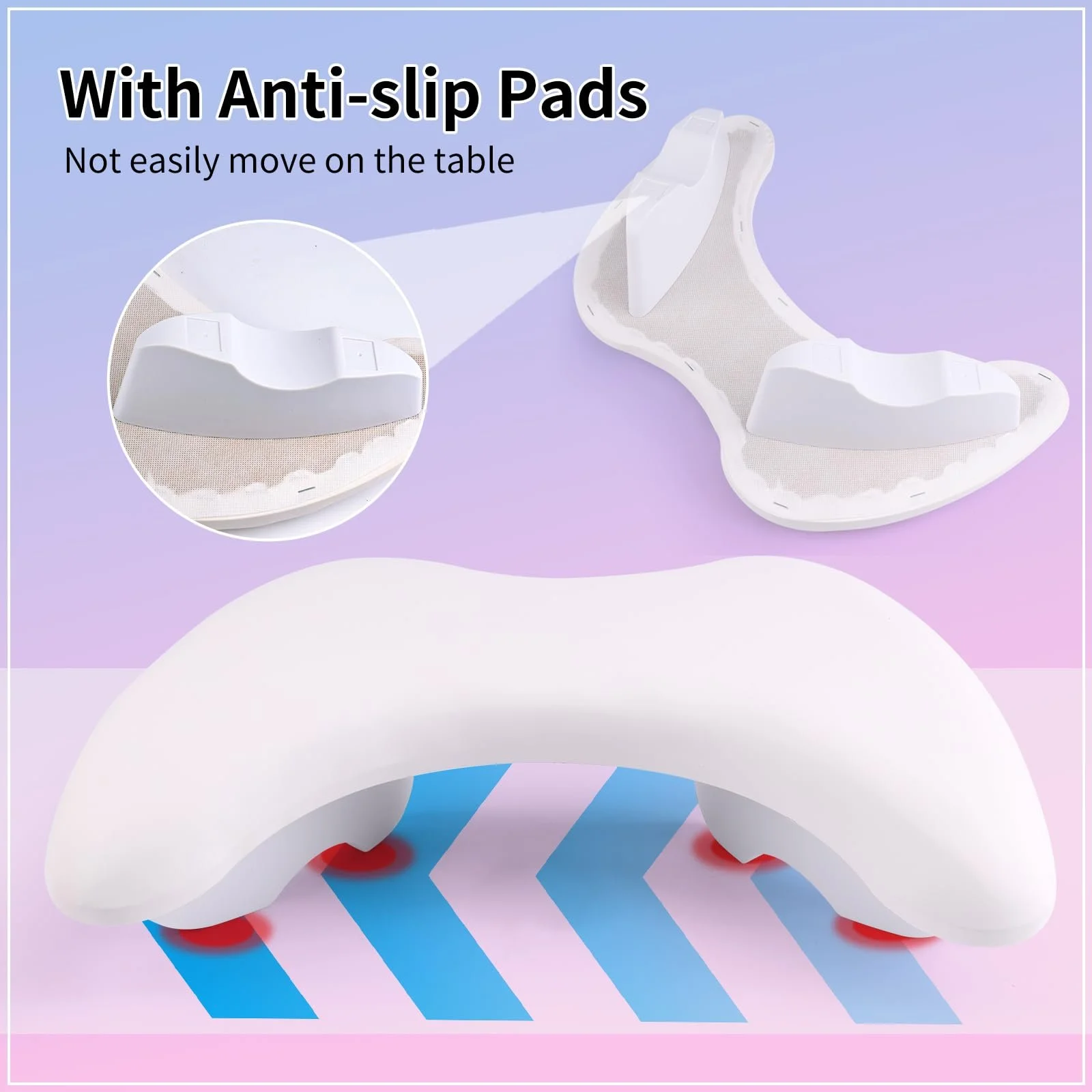 Підставка для рук U-подібна lootaan для манікюру зі знімними кронштейнами, мікрофібра, PU шкіра (біла), фото №4