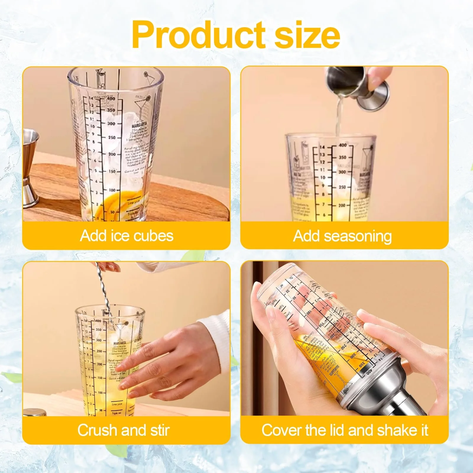 Набор для коктейлей Шейкер для коктейлей 400 мл Мерный стакан 15/30 мл, фото №5 Набор для коктейлей Шейкер для коктейлей 400 мл Мерный стакан 15/30 мл, фото №5