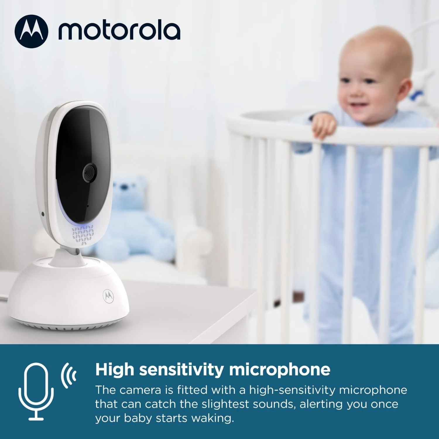 Детская видеоняня с монитором 5'' Motorola Nursery VM75 инфракрасное ночное видение цифровой зум двусторонний разговор и колыбельные Белый, фото №3