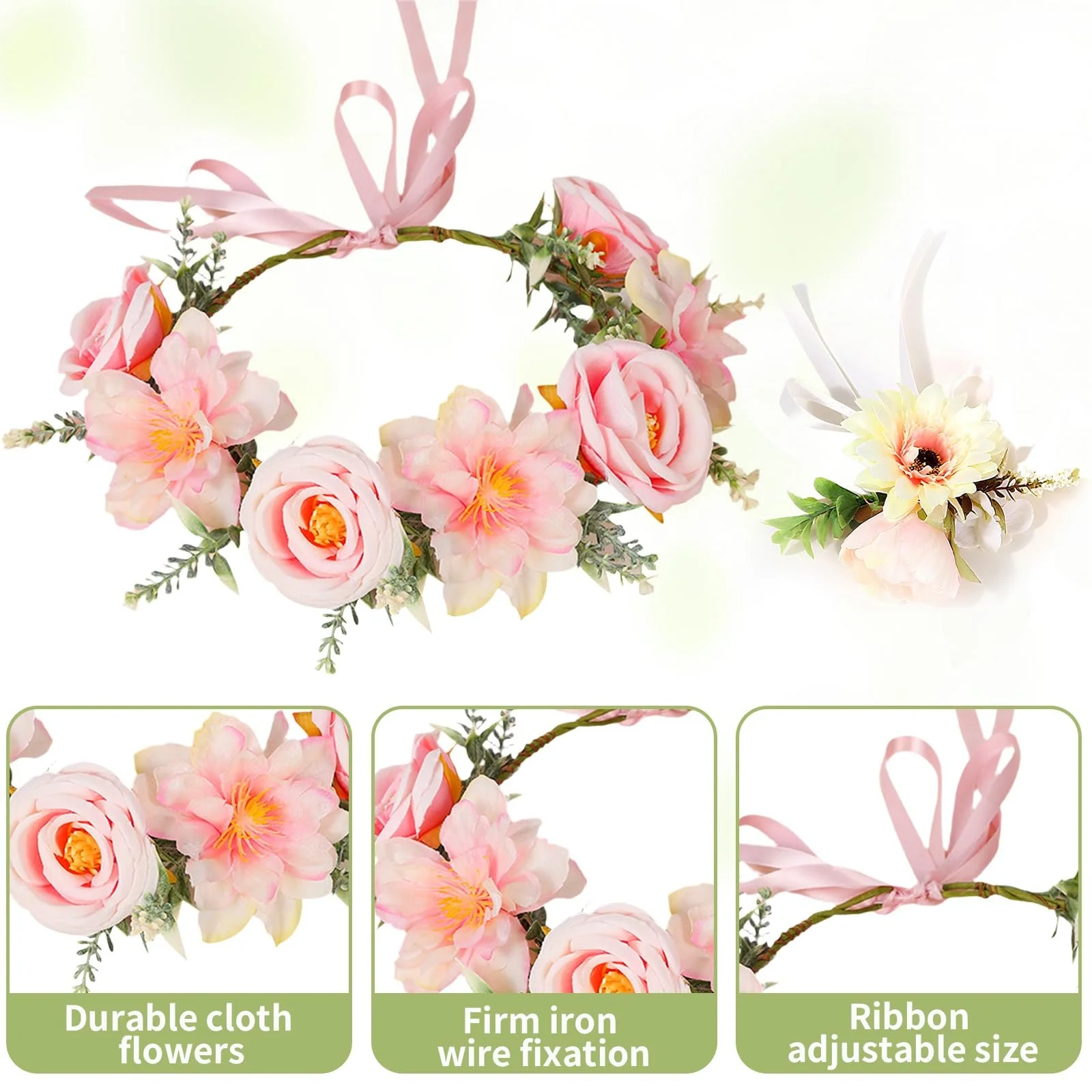 Вінок для волосся з квітами, фото №3