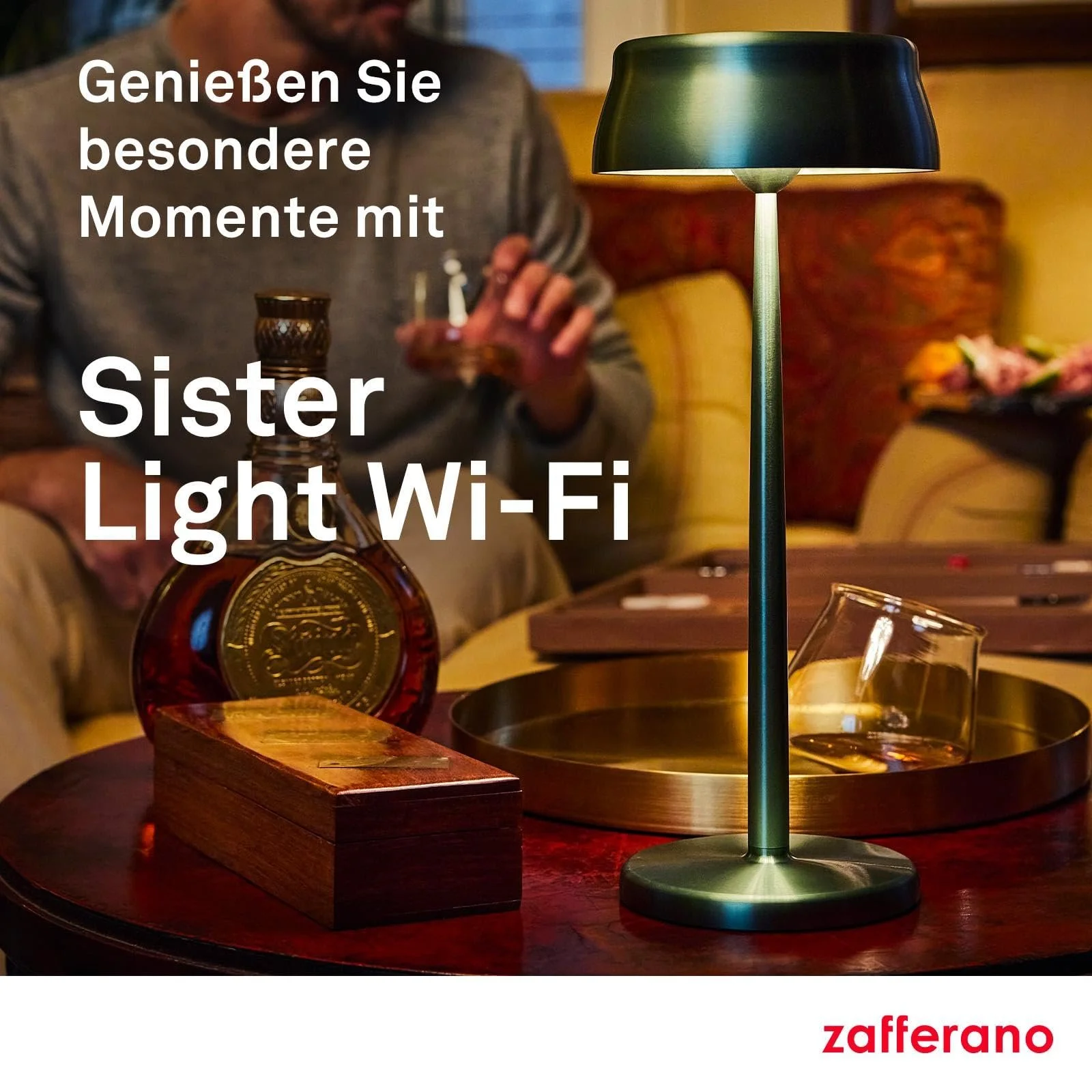 Настільна лампа Zafferano Sister Light Wi-Fi акумуляторна бездротова з дистанційним керуванням ступінчастий димер 2200-4000K висота 32.8 см колір мідь, фото №7