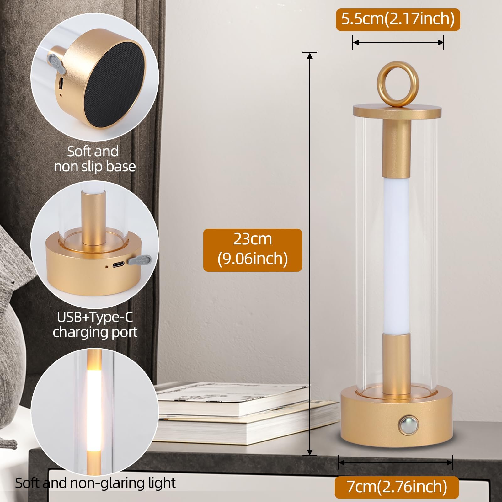 Настільна лампа Акумуляторна LED Сенсорна Регульована яскравість IP54 Переносна, фото №4