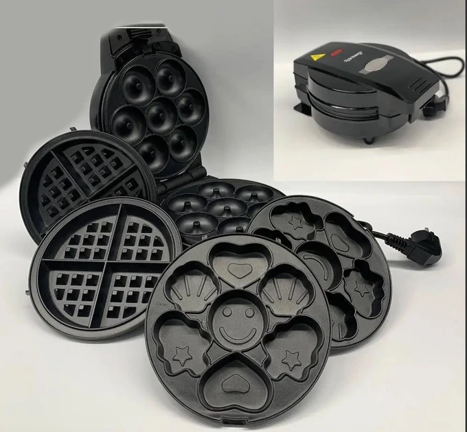 Вафельница электрическая круглая аппарат для пончиков Rainberg RB-2275 3в1 1800 Вт, фото №5