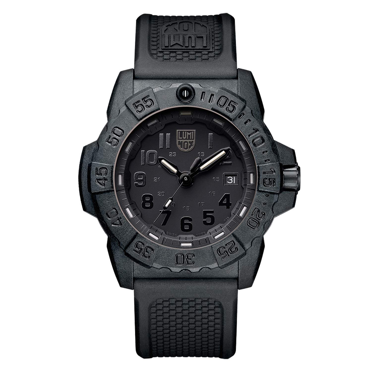 Годинник Luminox NavySEAL 3500 Series XS.3501.BO, карбоновий корпус, чорний циферблат, чорний ПУ ремінець, фото №1