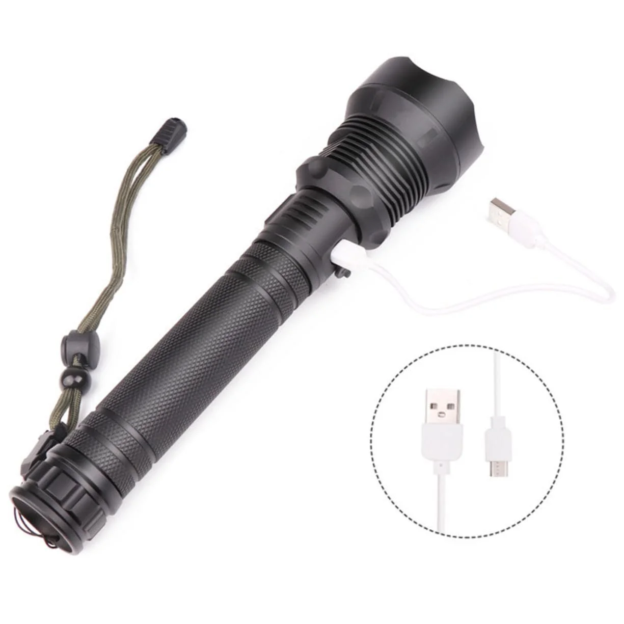 Ліхтар Vaguelly USB акумуляторний, високоякісний, для використання на відкритому повітрі з цифровим дисплеєм, алюмінієвий сплав, телескопічний зум, компактний та міцний для кемпінгу, походів, надзвичайних ситуацій та універсальний, фото №2