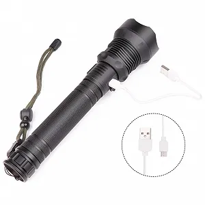 Ліхтар Vaguelly USB акумуляторний, високоякісний, для використання на відкритому повітрі з цифровим дисплеєм, алюмінієвий сплав, телескопічний зум, компактний та міцний для кемпінгу, походів, надзвичайних ситуацій та універсальний synthetic.ua - Фото 1