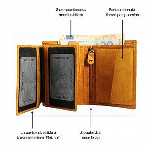 Шкіряний гаманець Ochre Yellow з RFID захистом, відділеннями для купюр, 11 слотами для карт, 4 кишенями synthetic.ua - Фото 1