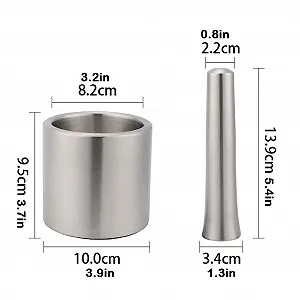 Ступка з товкачиком 304 Stainless Steel для дому, для спецій з гумовою основою, щоб уникнути ковзання, для спецій synthetic.ua - Фото 1