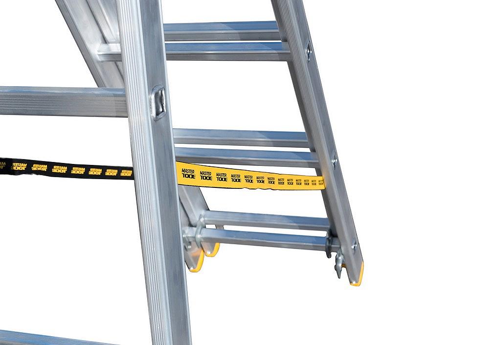 Драбина алюмінієва MASTERTOOL 3-х секційна 3х9 ступенів h=6200 мм max 150 кг 79-1309, фото №8