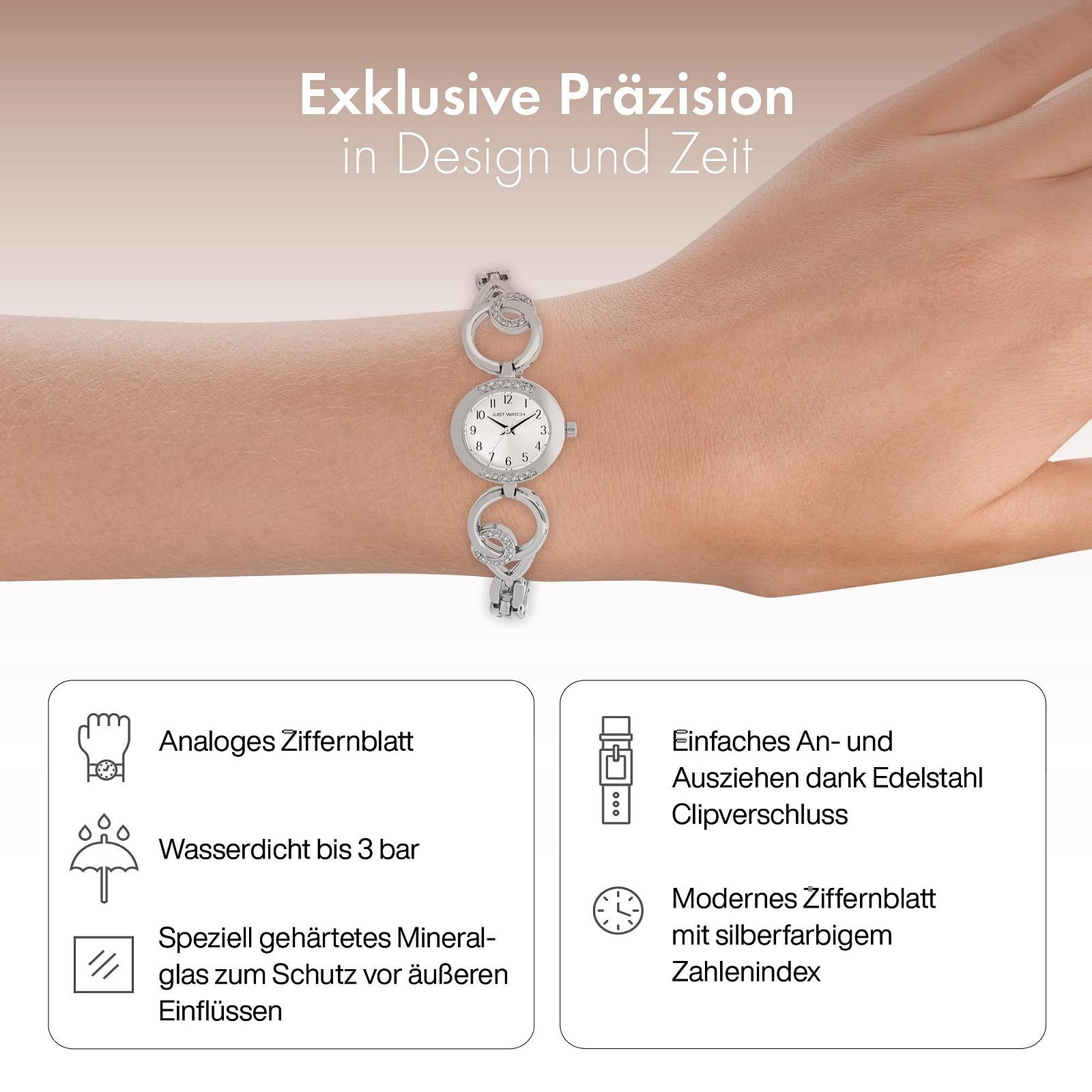 Женские часы Just Watch Браслет из нержавеющей стали Легко читаемый 19.5 см Диаметр 24 мм 8 мм Ширина, фото №3