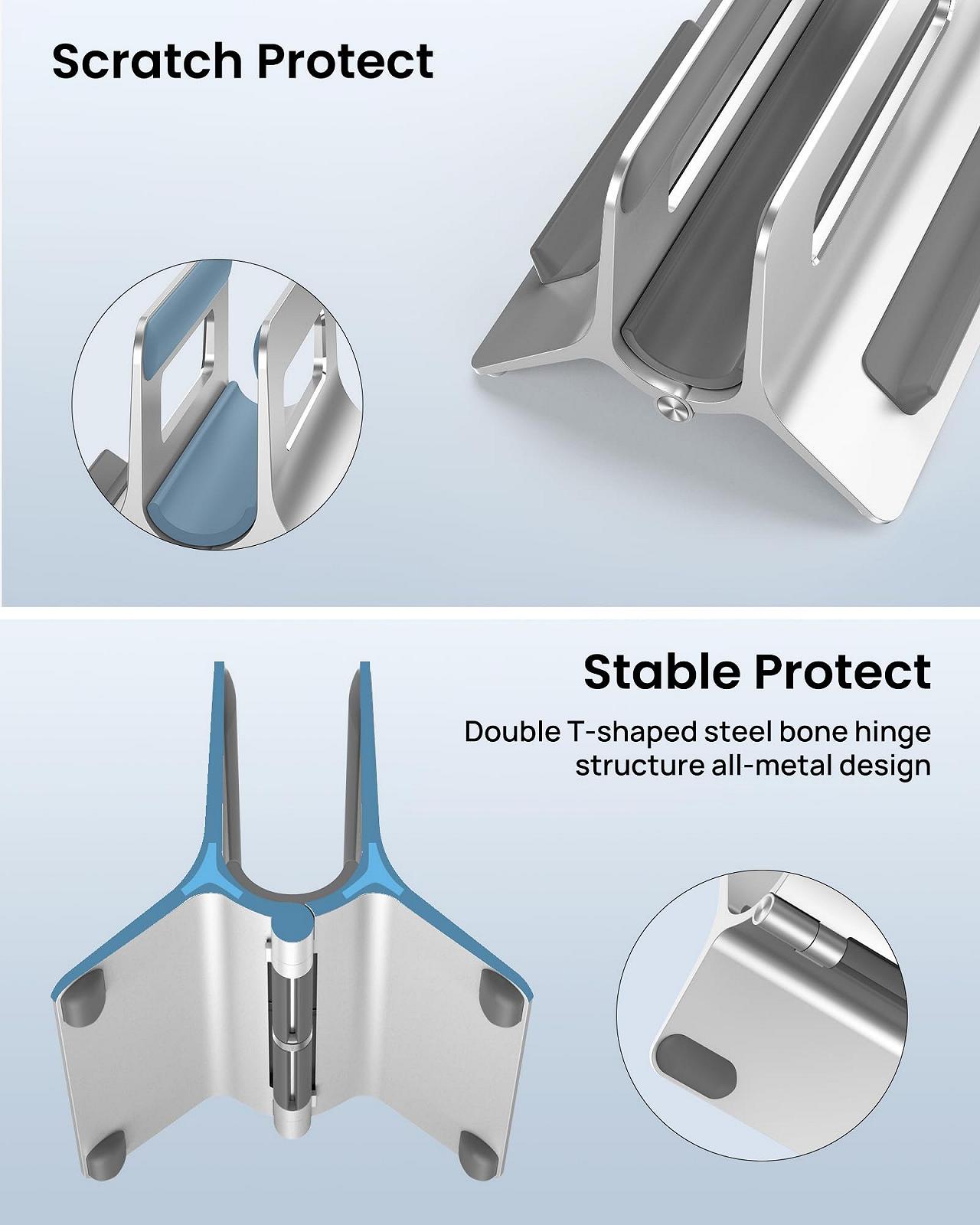 Подставка для ноутбука SODI, вертикальная подставка для MacBook Air, MacBook Pro, iPad, iPhone, регулируемая подставка для MacBook, серебристая, фото №7