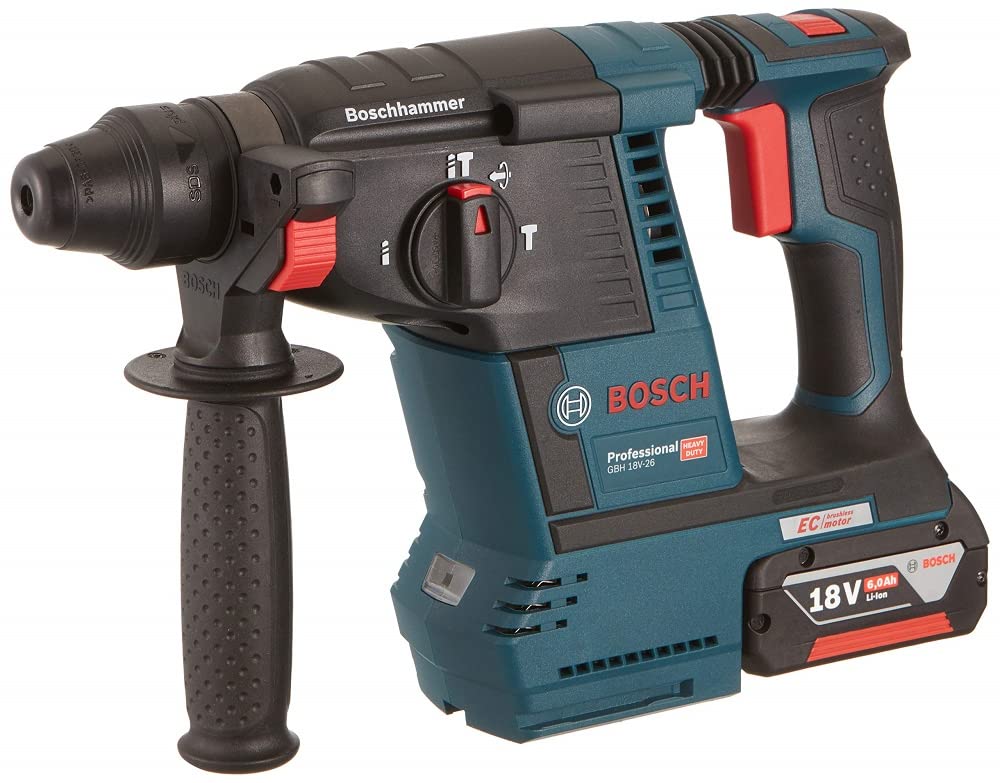 Перфоратор Bosch Professional GBH 18V-26 Аккумуляторный (2.6 Дж, SDS Plus, KickBack Control, 2 x 6.0 Ah батарея, GAL 1880 CV, Пылеудаление, AMPShare Совместимый, В ящике для инструментов), фото №1