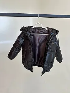 Детская демисезонная куртка с капюшоном, размер от 74 до 158, весна/осень, чёрная - Фото 1