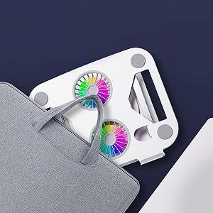 Підставка для ноутбуків і планшетів з 2 вентиляторами, складана та регульована по висоті, для пристроїв до 15,9 дюймів synthetic.ua - Фото 1