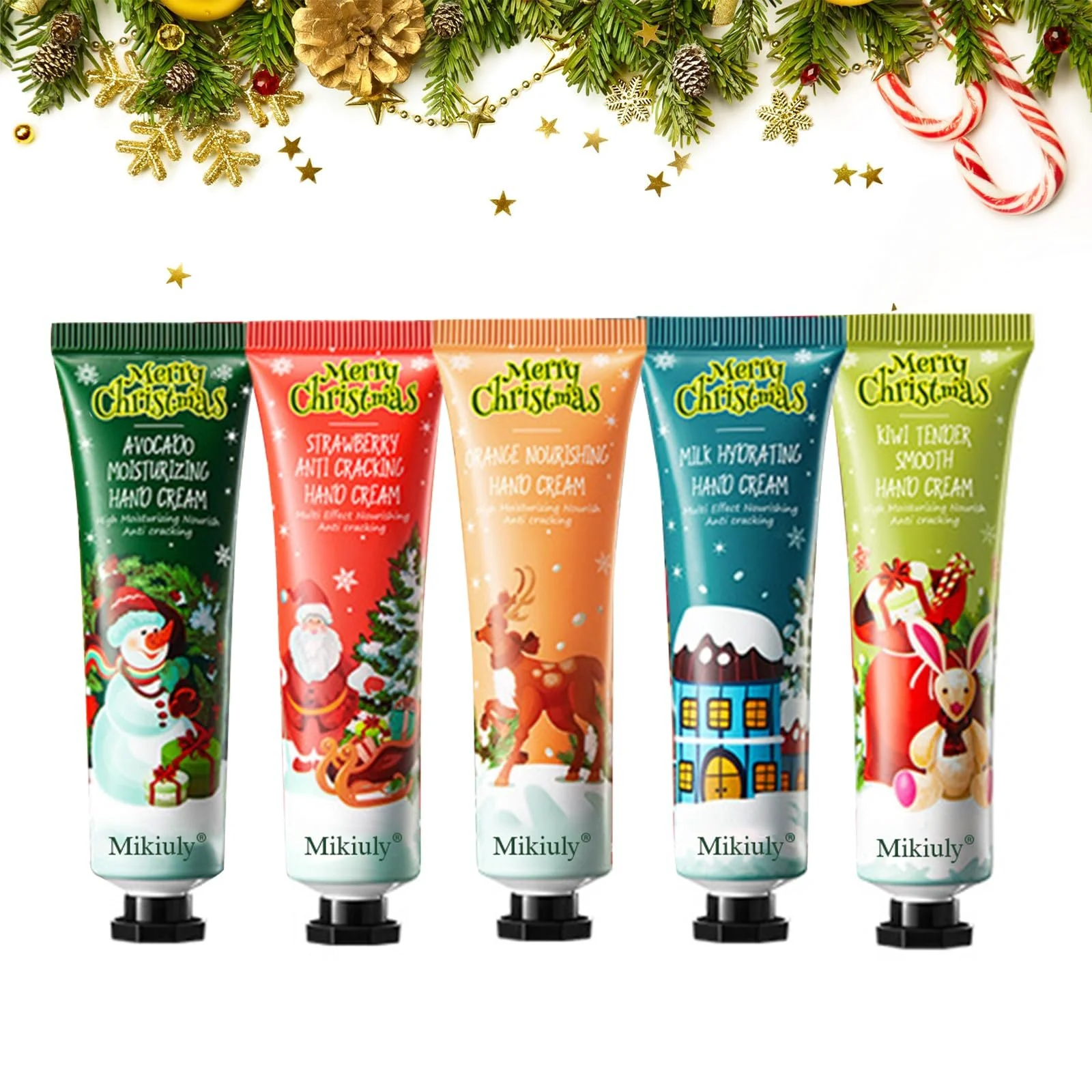 Крем для рук Різдвяний набір, Міні креми для рук, Набір кремів для рук, 5 шт, фото №1