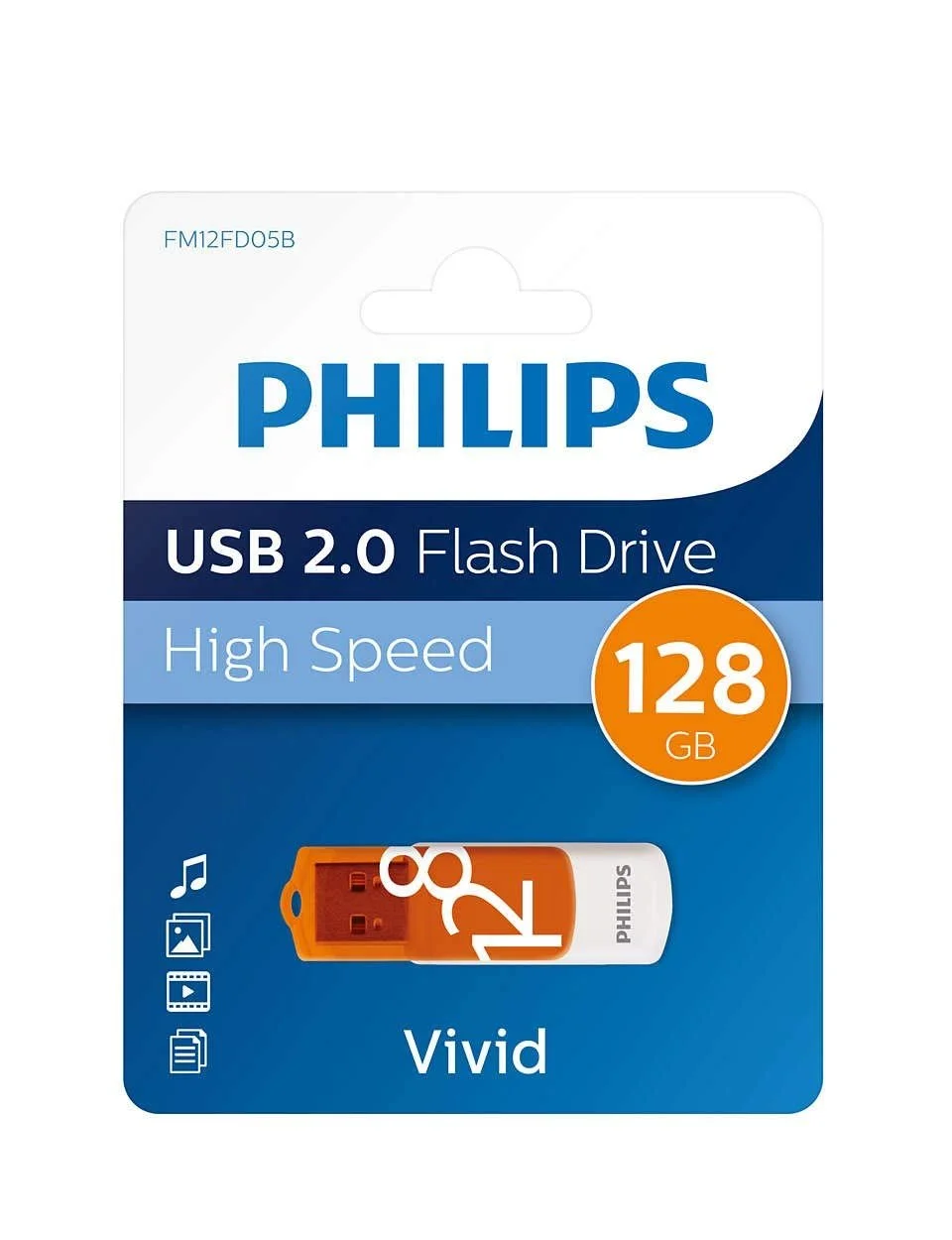 USB-накопичувач Philips Vivid Edition High Speed 2.0 128GB White/Orange, фото №3 USB-накопичувач Philips Vivid Edition High Speed 2.0 128GB White/Orange, фото №3