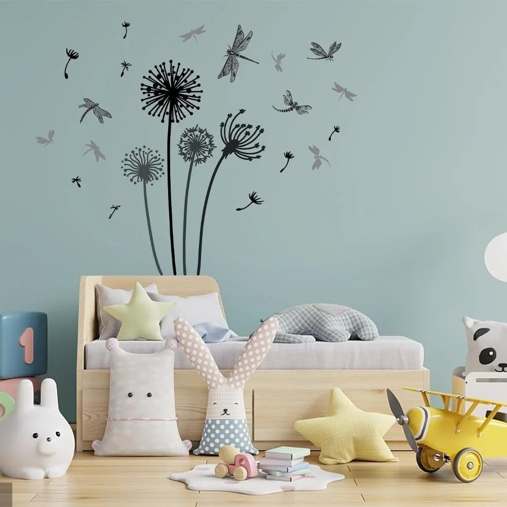 Наклейка на стіну SUPERDANT Dandelion Dragonfly 29 x 118 см Чорна, фото №4