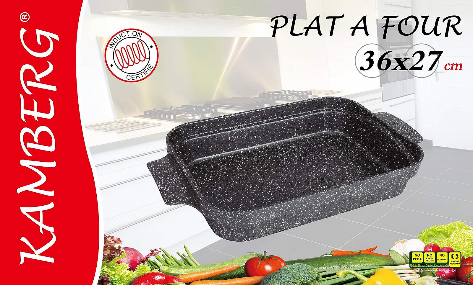 Форма для лазаньї Kamberg 0008058 36 x 27,5 x 7 см алюмінієва з кам'яним покриттям індукційна Чорна, фото №2