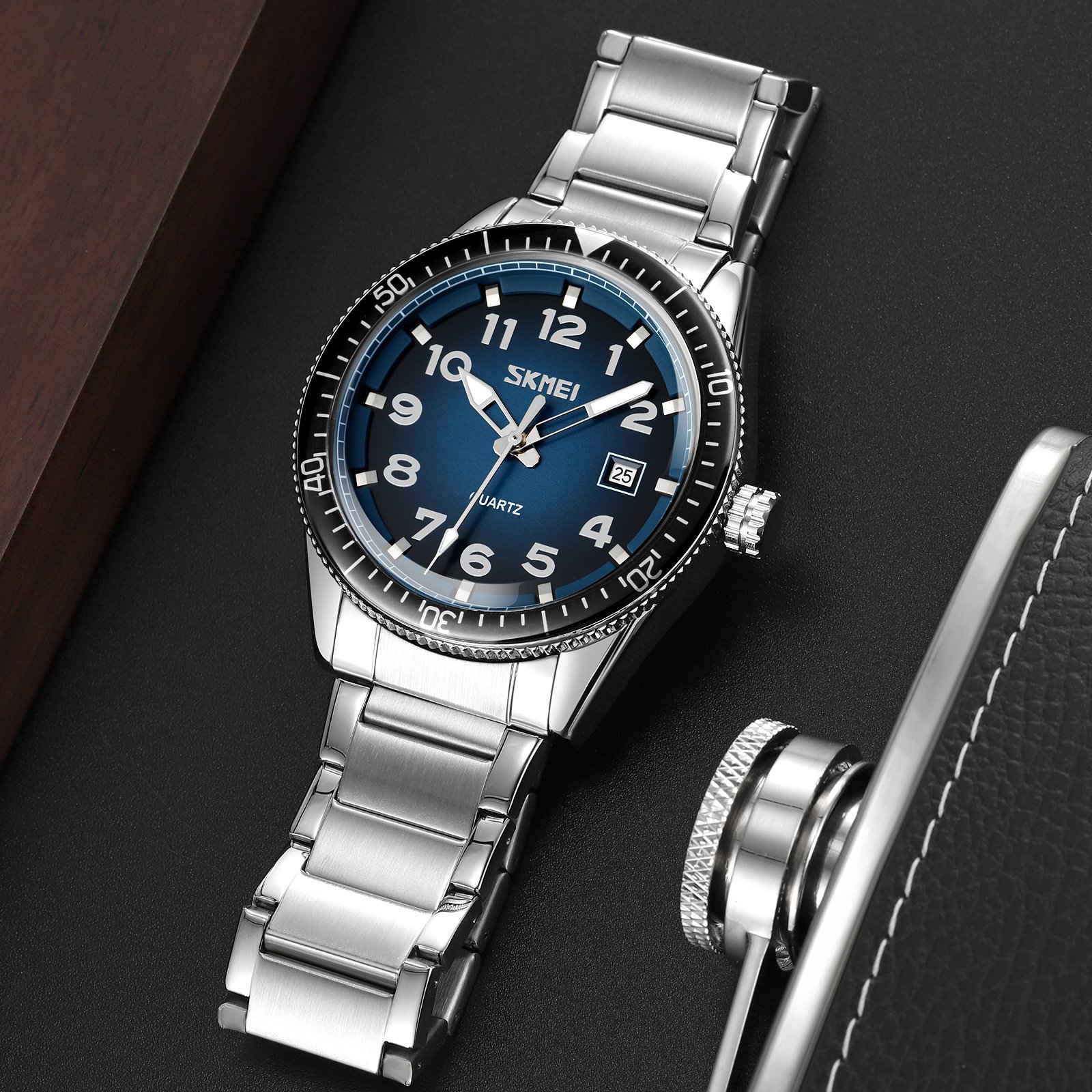 Годинник Skmei 9232SSIBU Silver/blue-steel strap, фото №3