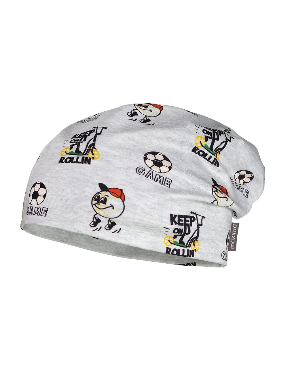 Шапка maximo Mini для мальчиков Светло-серый меланж Черный принт Размер 49, фото №1 Шапка maximo Mini для мальчиков Светло-серый меланж Черный принт Размер 49, фото №1