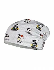 Шапка-бини Maximo Детская Mini Светло-серый с черным принтом Размер 47, серый - Фото 1