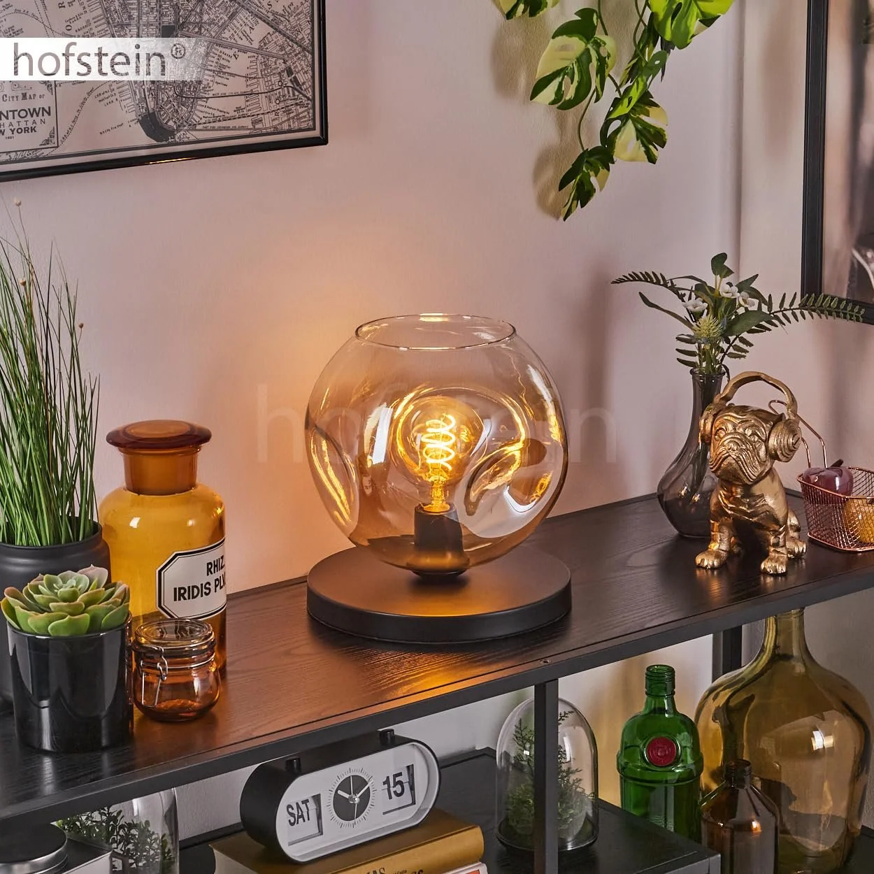 Настільна лампа Ripoll Метал/Скло 25 см 1 x E27 Чорний/Бурштиновий/Прозорий, фото №8