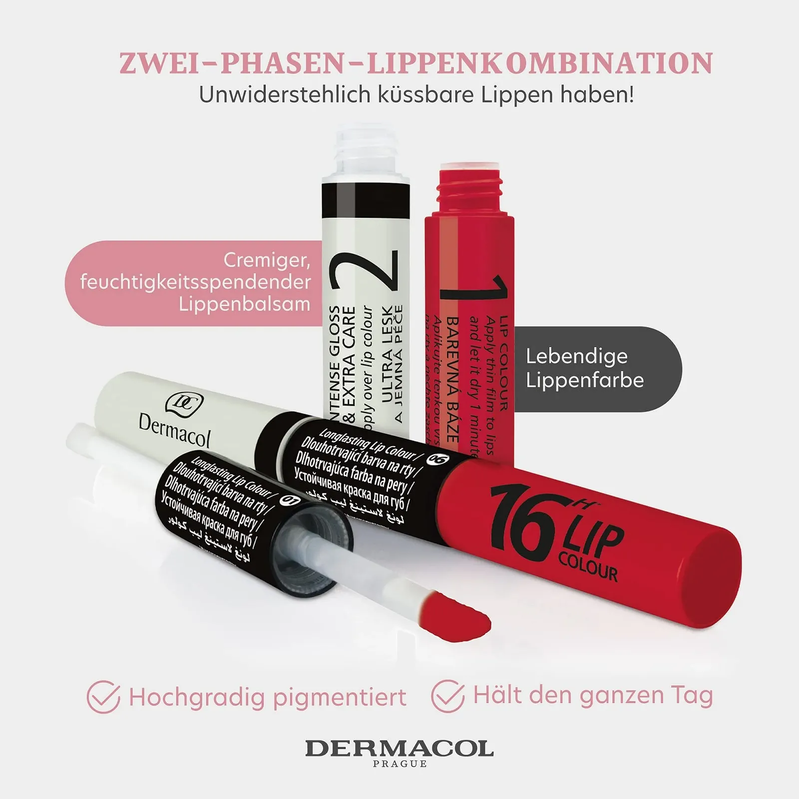 Блиск для губ Dermacol 2-в-1 стійкий колір, фото №3
