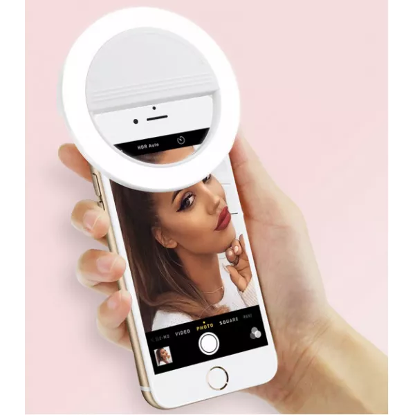 Светодиодное селфи кольцо Selfie Ring Light с USB зарядкой Белый, фото №9